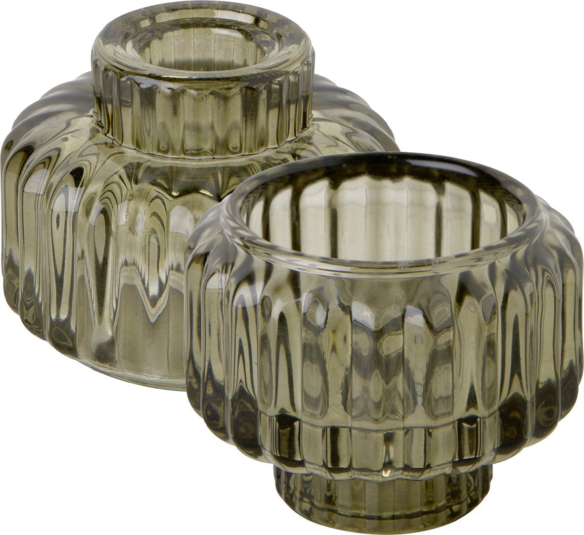 Bougeoir verre GRIS 2 formats