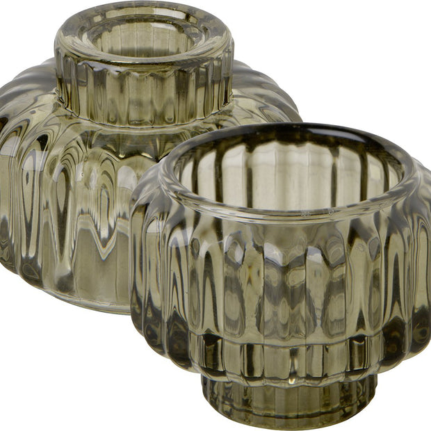 Bougeoir verre GRIS 2 formats