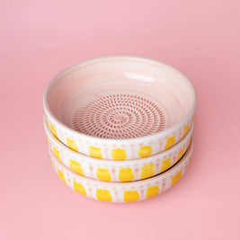 Assiette râpe à ail - Grande céramique rose - Valentina