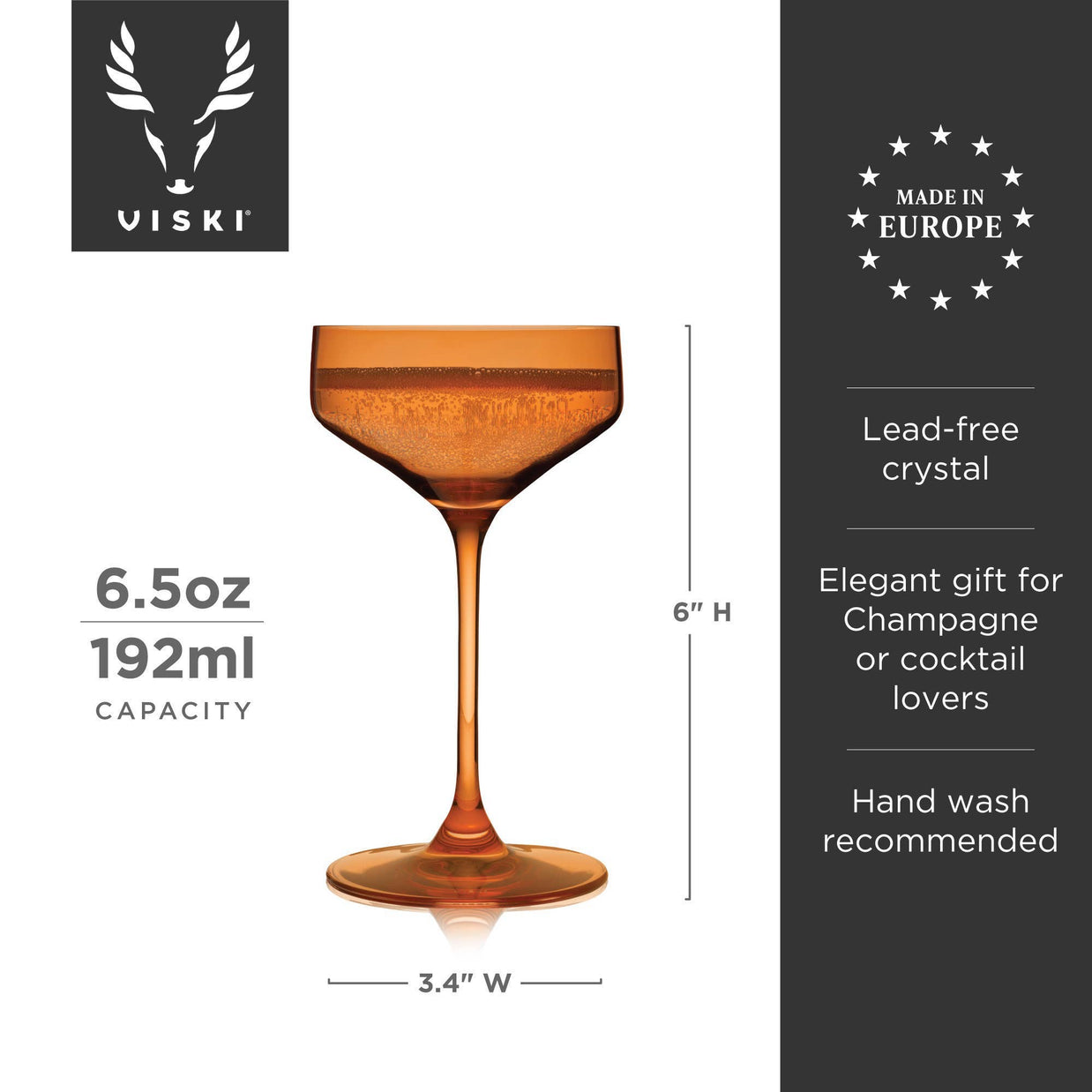 Réserve Nouvelles Coupes en Cristal Européennes - Ambre - Lot de 2