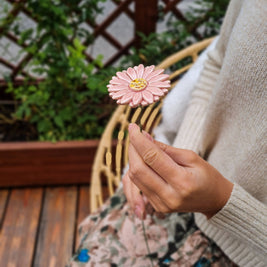 Gerbera en céramique diamètre env. 5 cm | tige 39 cm: Blanc