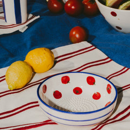 Plaque râpe à ail en céramique - Moyenne Rouge et Bleue - Pomodoro: AVEC EMBALLAGE