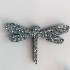Pin's en paillettes - Libellule: Argenté