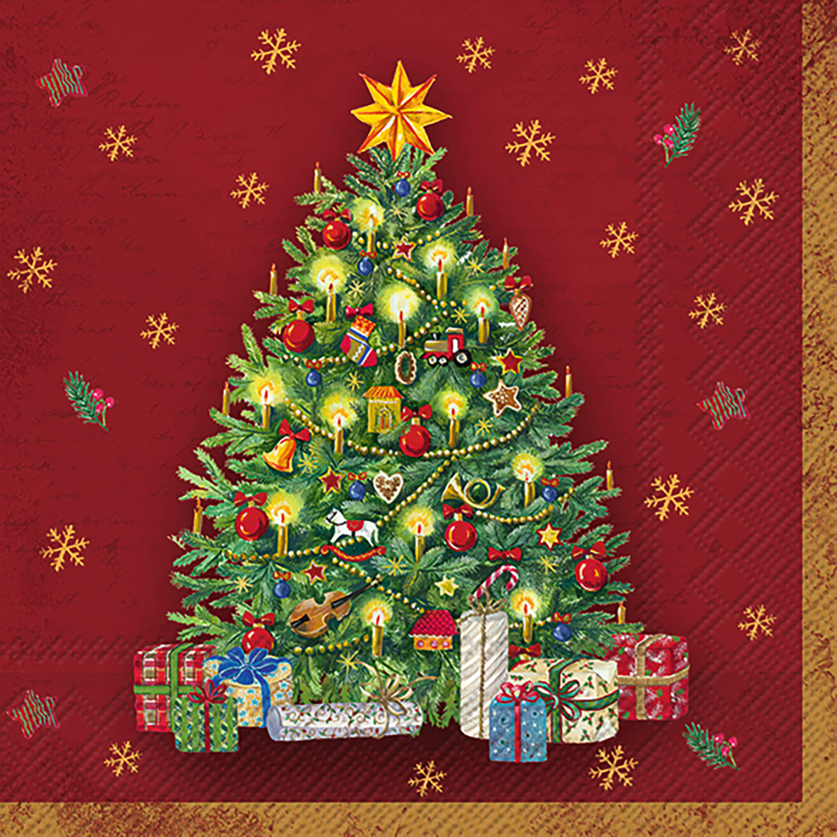 SERV. COCKTAIL  - FESTIVE TREE RED