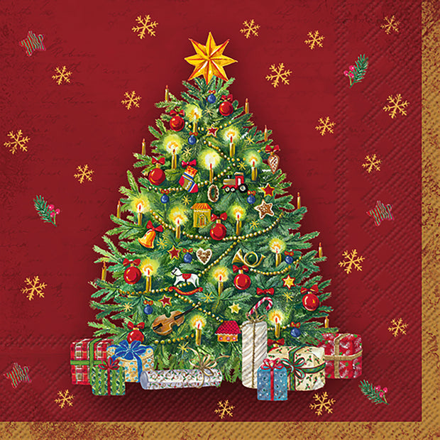 SERV. COCKTAIL  - FESTIVE TREE RED