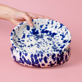 Assiette râpe à ail - Grande en céramique bleue - Perse