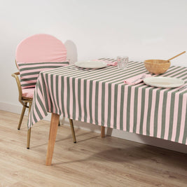 Nappe en jacquard Maglia Raya Rosa et Moss: 300 x 160 cm