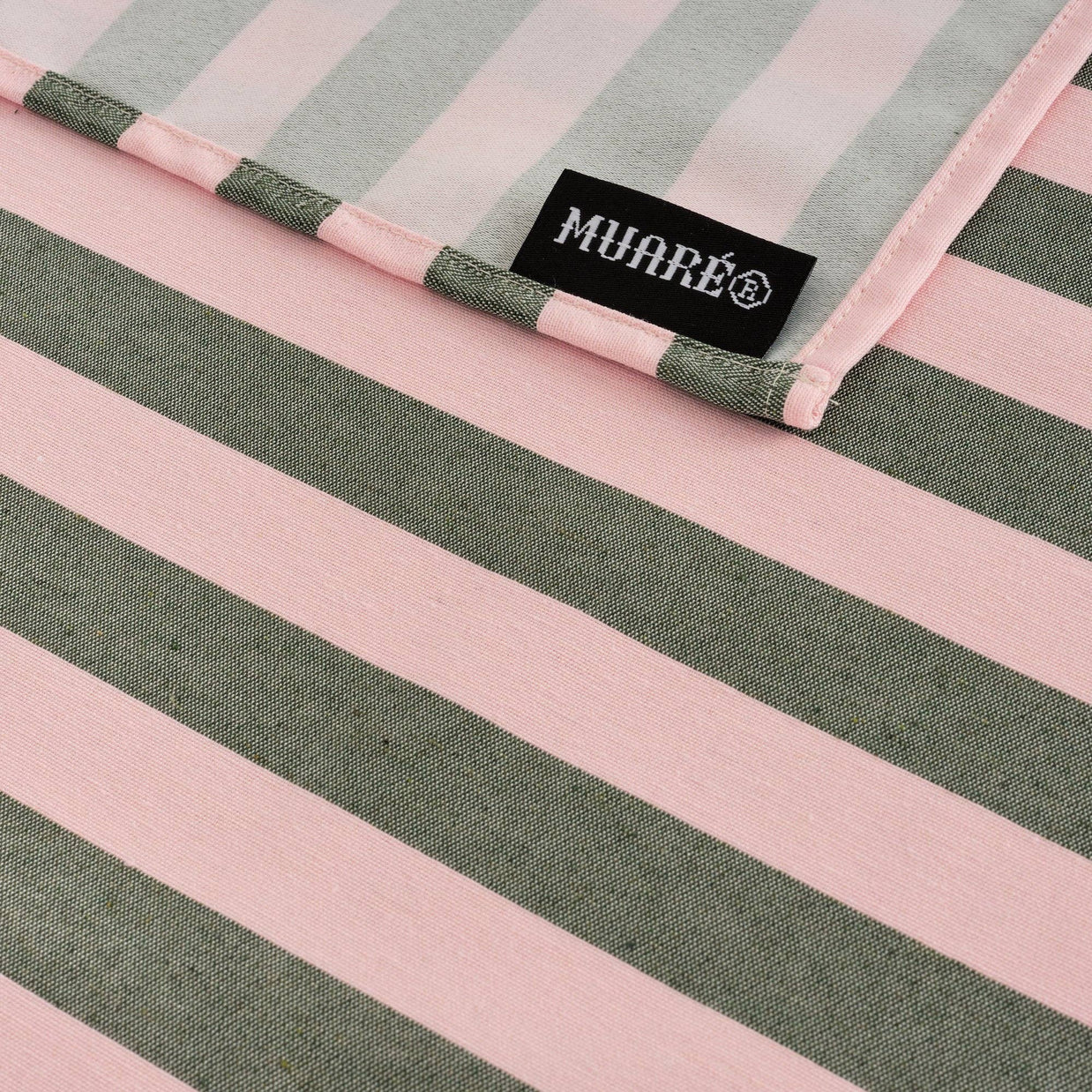 Nappe en jacquard Maglia Raya Rosa et Moss: 300 x 160 cm