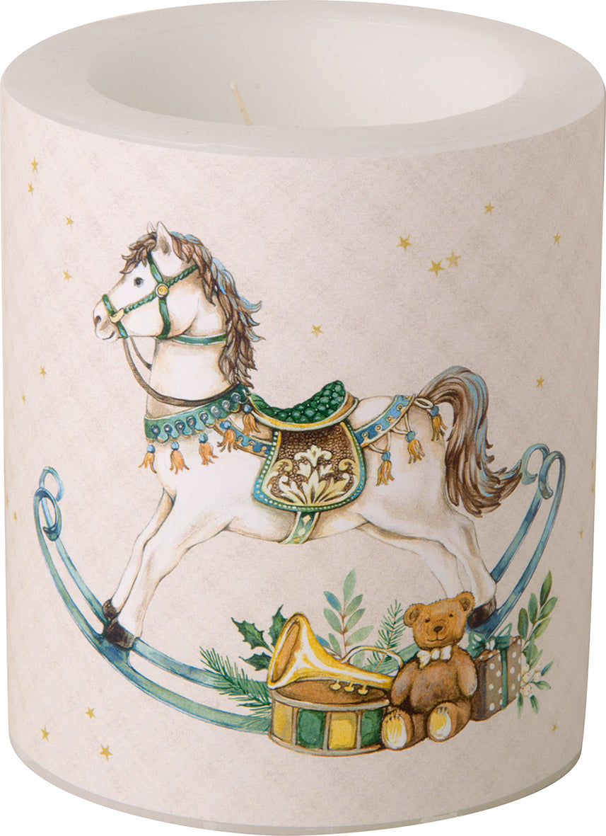 BOUGIE PHOTOP. D 9 H 10,5 - NOSTALGIC ROCKING HORSE