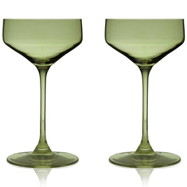 Coupes en Cristal Européennes - Sauge - Lot de 2