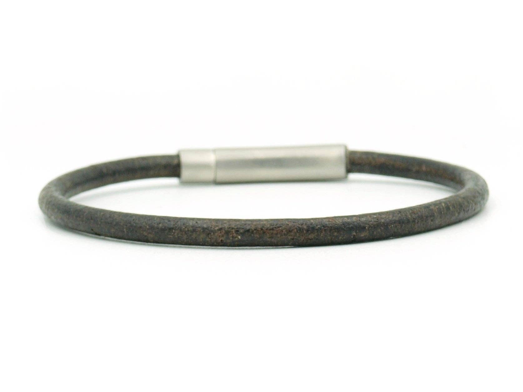 Lombok brun - 4 mm (argent ou or): Argent mat / Tour de poignet 19 cm (L)