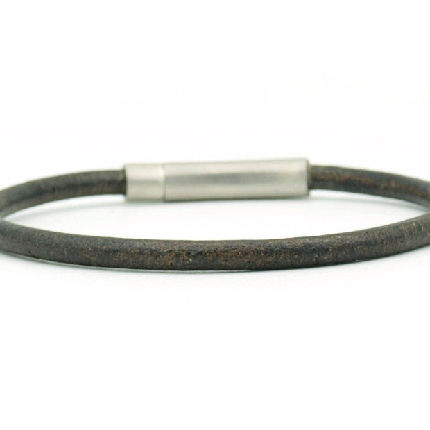 Lombok brun - 4 mm (argent ou or): Argent mat / Tour de poignet 19 cm (L)