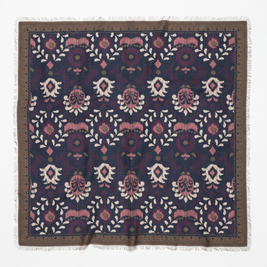 FOULARD LAINE ET SOIE IKAT MARINE