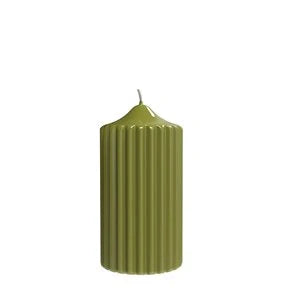 Bougie Nervurée Laque Brillante 8x15 cm Olive, Engels Kerzen