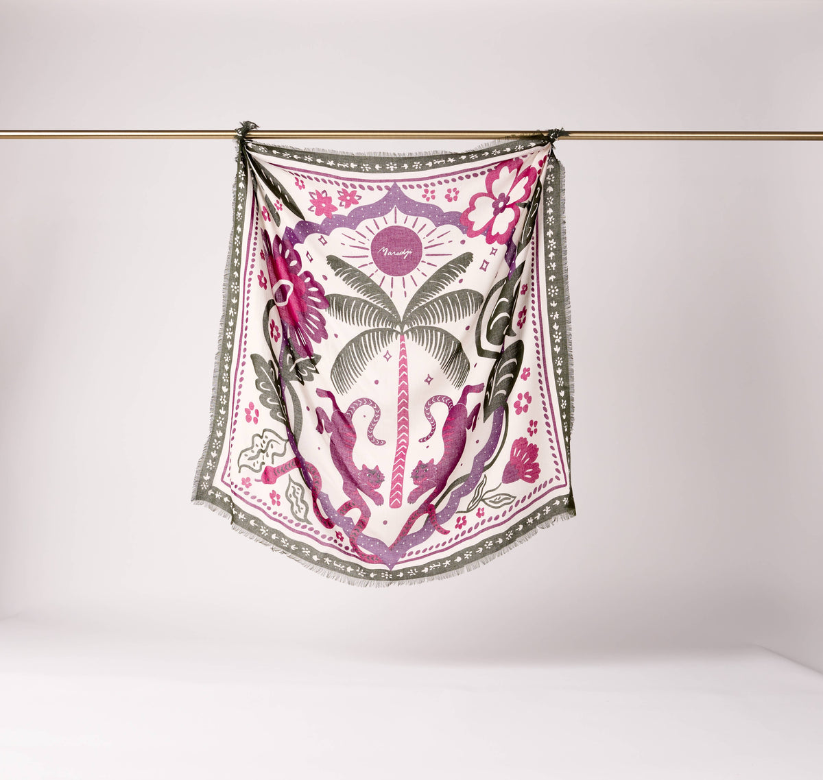 FOULARD LAINE TIGER IN THE PALMERAIE FIGUE