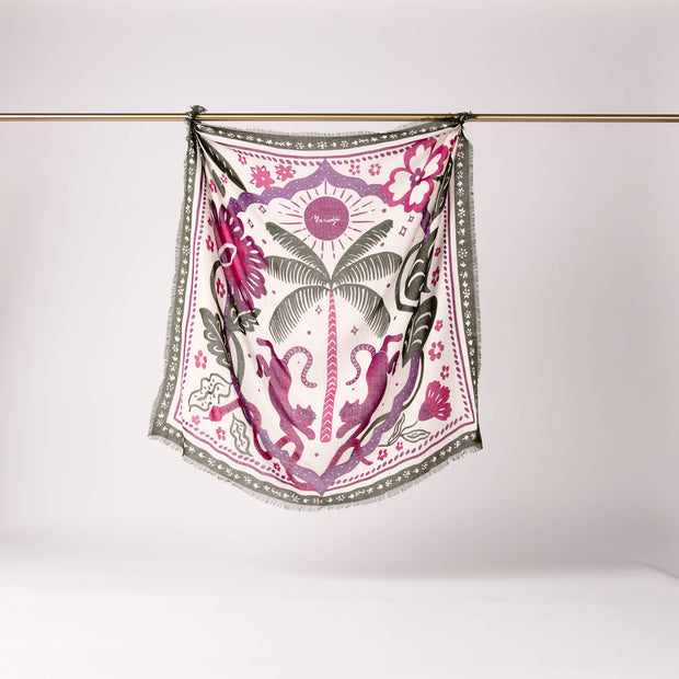 FOULARD LAINE TIGER IN THE PALMERAIE FIGUE