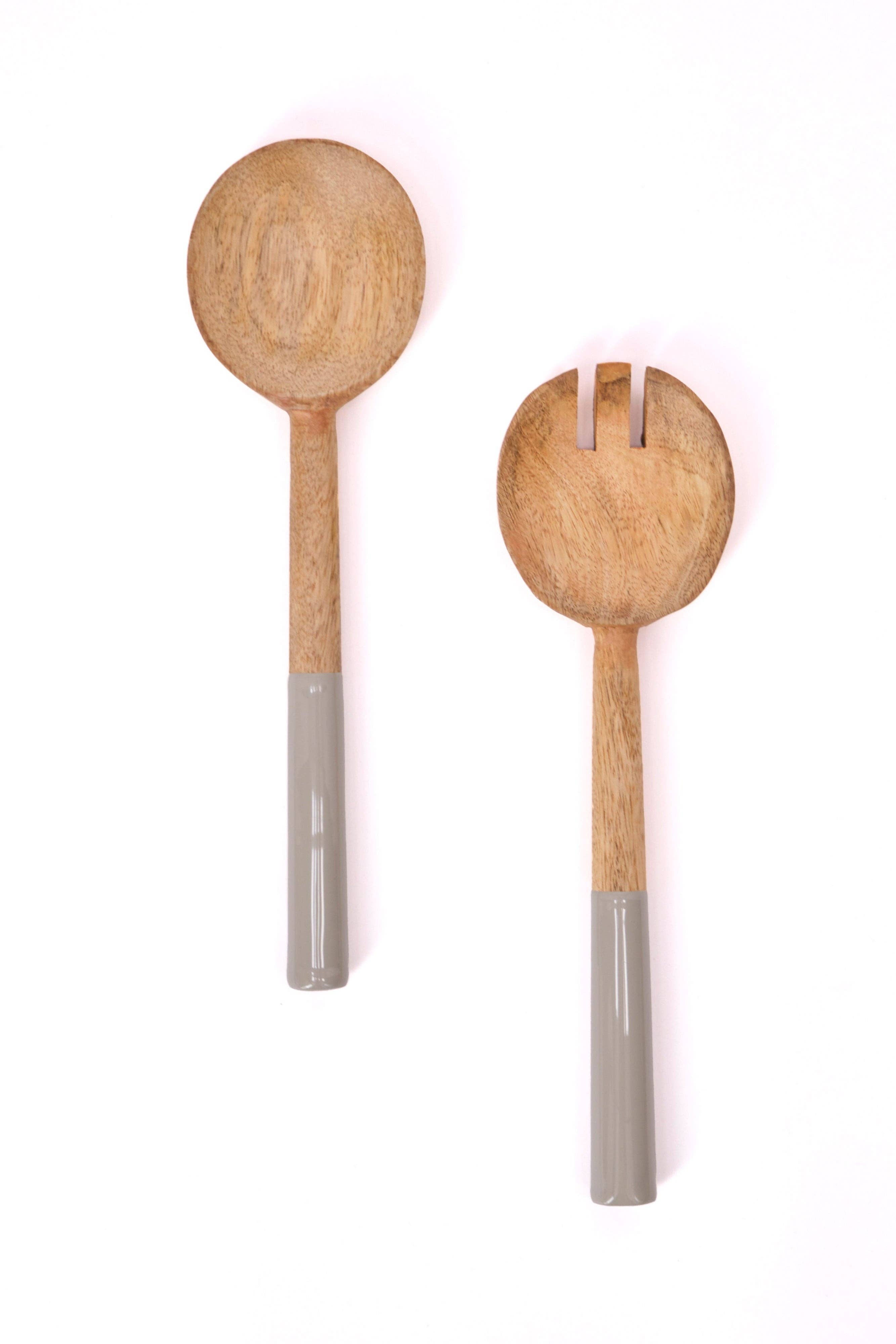 Couverts à salade KISHA en bois de manguier: Sauge / OS