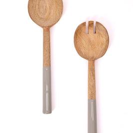 Couverts à salade KISHA en bois de manguier: Sauge / OS