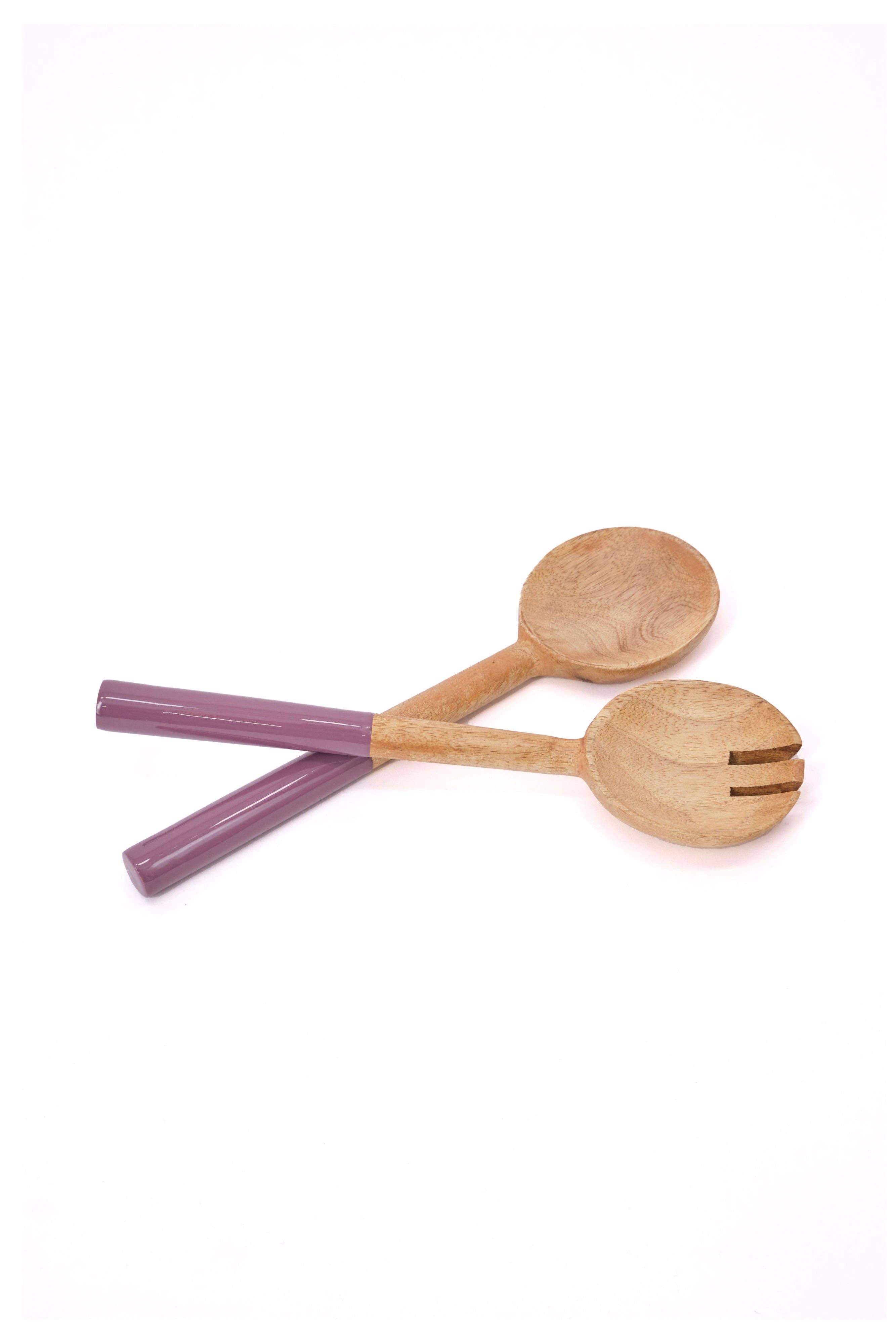 Couverts à salade KISHA en bois de manguier: Sauge / OS