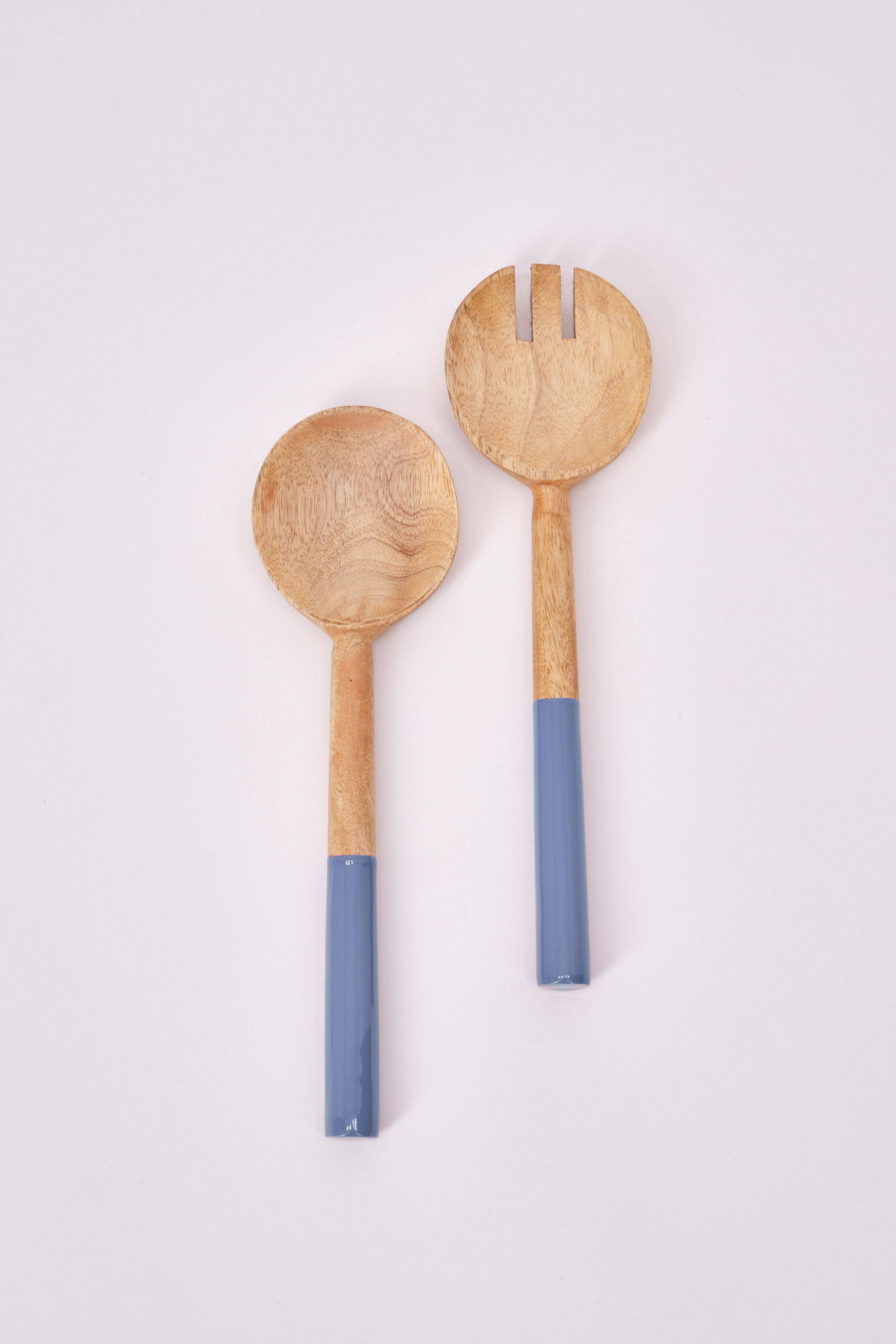 Couverts à salade KISHA en bois de manguier: Sauge / OS