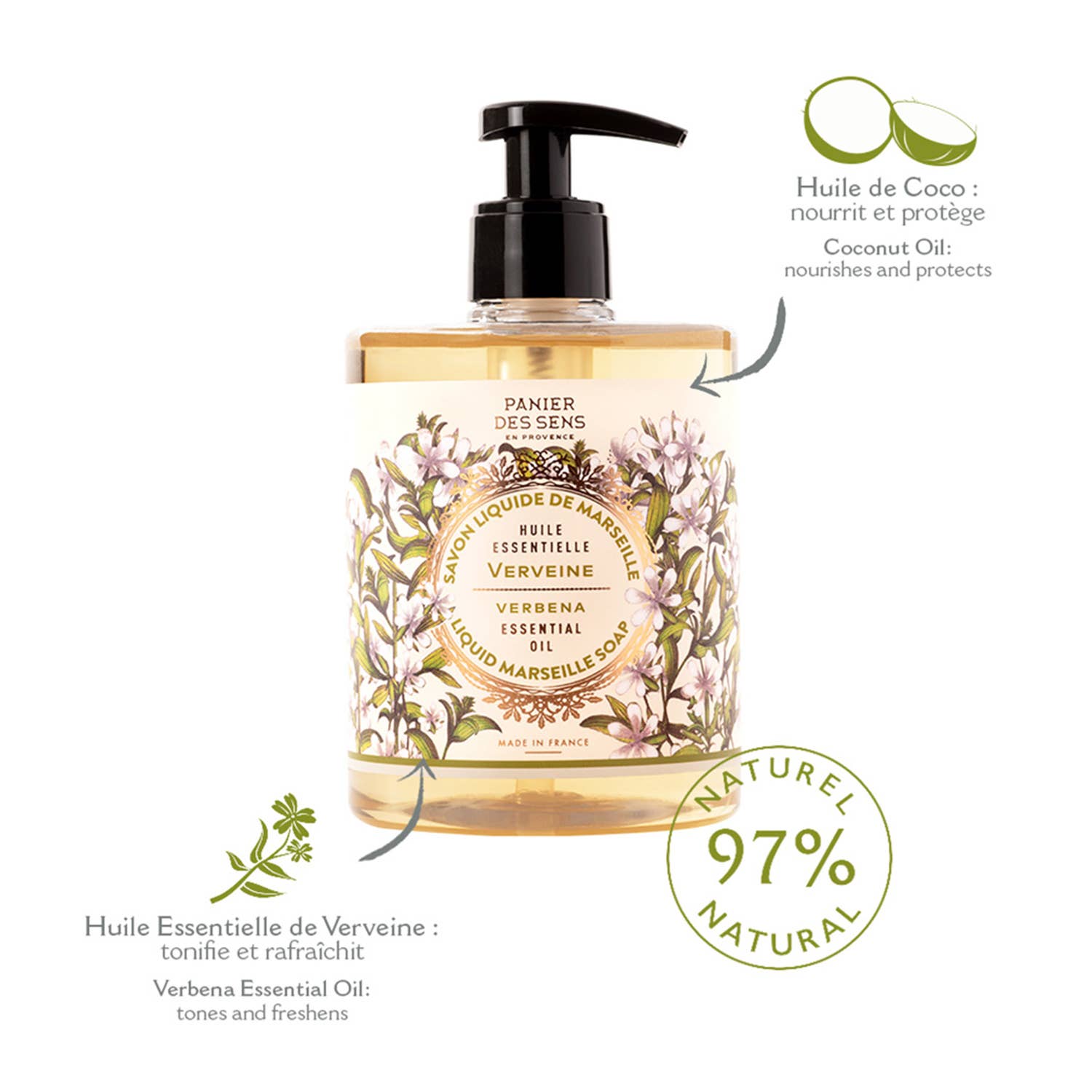Savon liquide de Marseille 500ml | Verveine