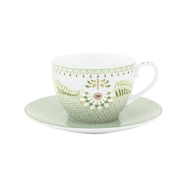 Tasse et Soucoupe Lily&Lotus Carreaux Vert Clair