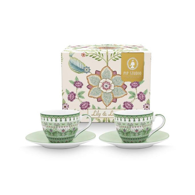 Paire tasse Expresso set 2 Lily & Lotus Light Green, Pip Studio