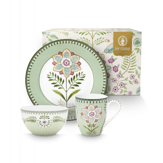 Set 3 pce Petit Déjeuner Lily & Lotus Light Green, Pip Studio