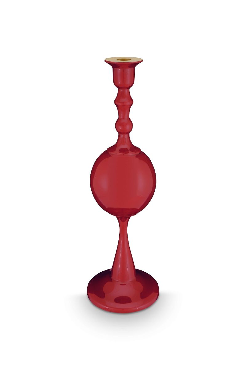 Bougeoir Boule en Métal Rouge Foncé 37cm