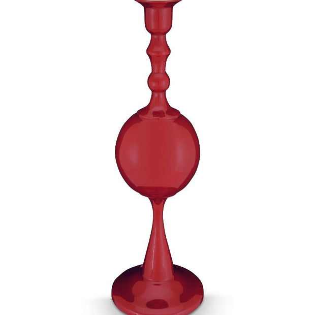 Bougeoir Boule en Métal Rouge Foncé 37cm