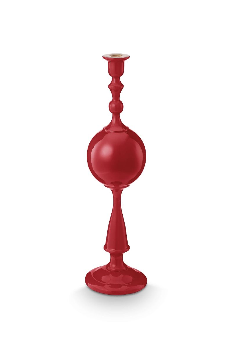 Bougeoir Boule en Métal Rouge Foncé 44cm