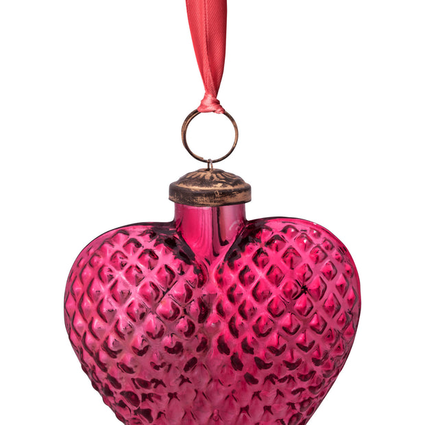 Boule coeur rose verre 10cm, PIP STUDIO
