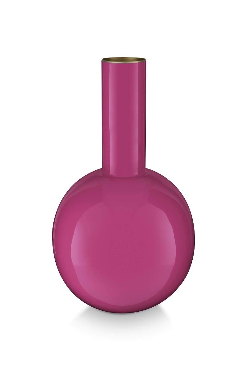 Vase en Métal Petit Rose Brillant 26cm