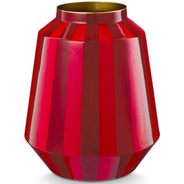 Vase en Métal Rayures Rouge Foncé 29cm