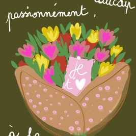 Carte postale bouquet je t'aime: Lot de 10 cartes avec enveloppes