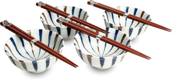 Set 4 bols + baguettes Stripes