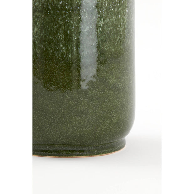 Vase déco TEZU céramique vert foncé brillant