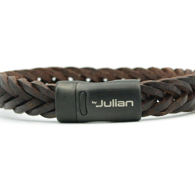 Ambarawa Nero bracelet homme en cuir tressé marron foncé: M à 18 cm