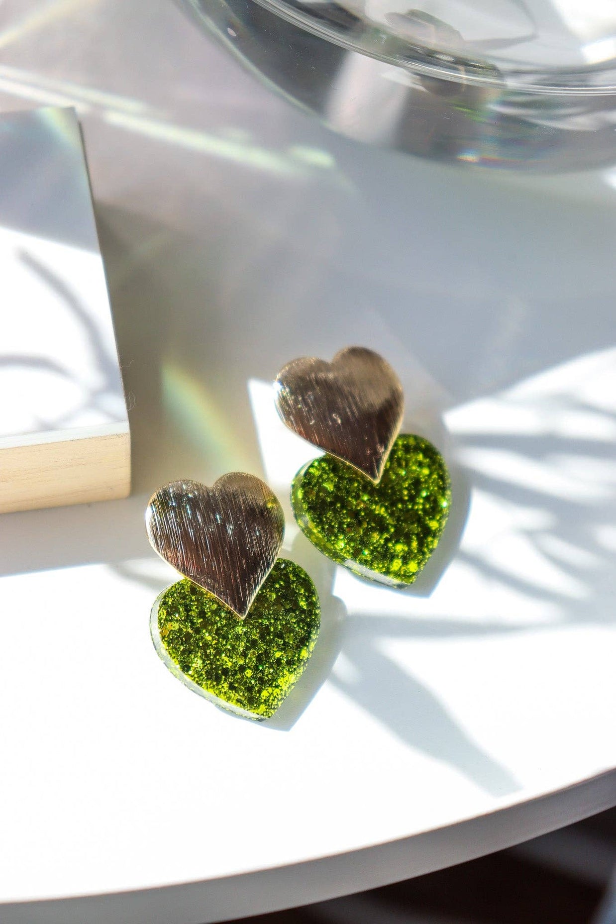 Boucles d'oreilles Coeur citron vert