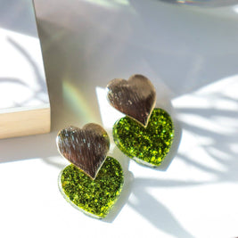 Boucles d'oreilles Coeur citron vert
