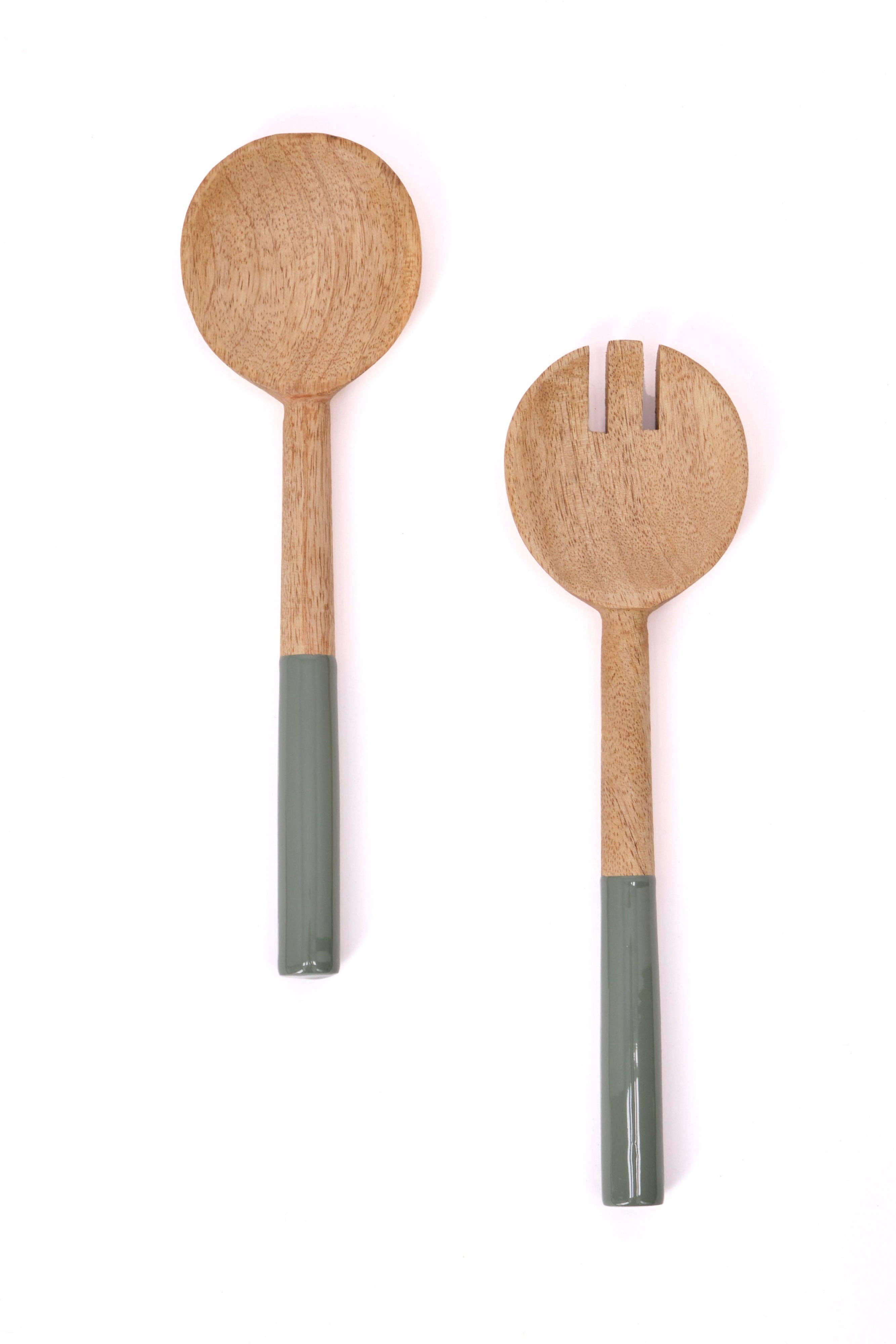 Couverts à salade KISHA en bois de manguier: Sauge / OS