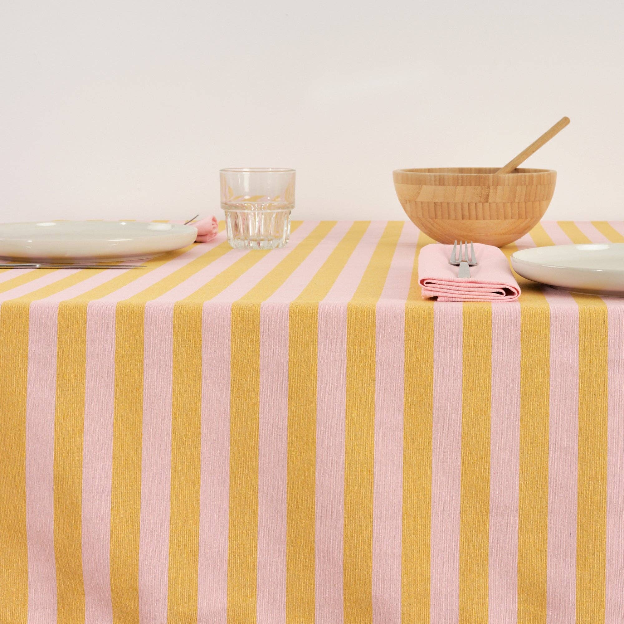 Nappe en jacquard Maglia Raya Rosa et Yema: 300 x 160 cm