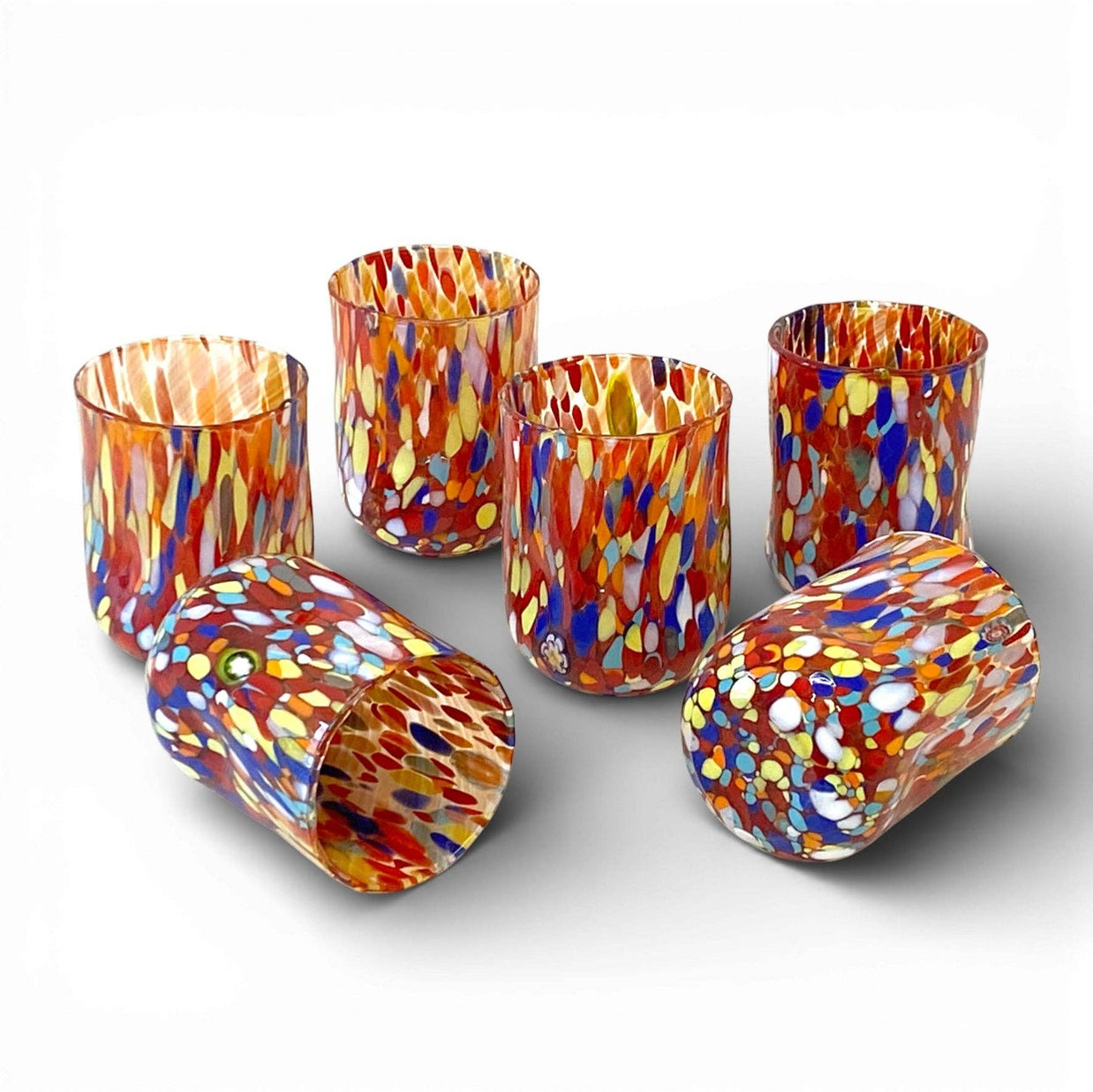 Verres Cylindr  Classique en Verre Soufflé et Travaillé à la Main avec Murrines de Murano, ligne 
