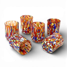 Verres Cylindr  Classique en Verre Soufflé et Travaillé à la Main avec Murrines de Murano, ligne 