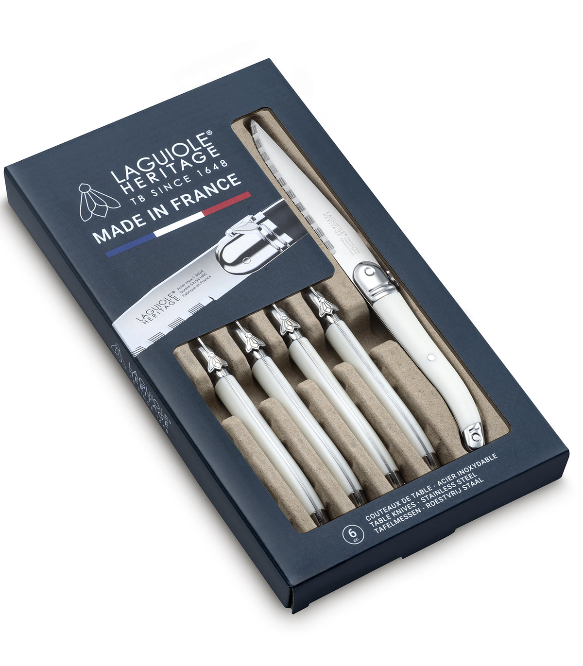 SET 6 COUTEAUX A STEAK ABS BLANC - LAGUIOLE