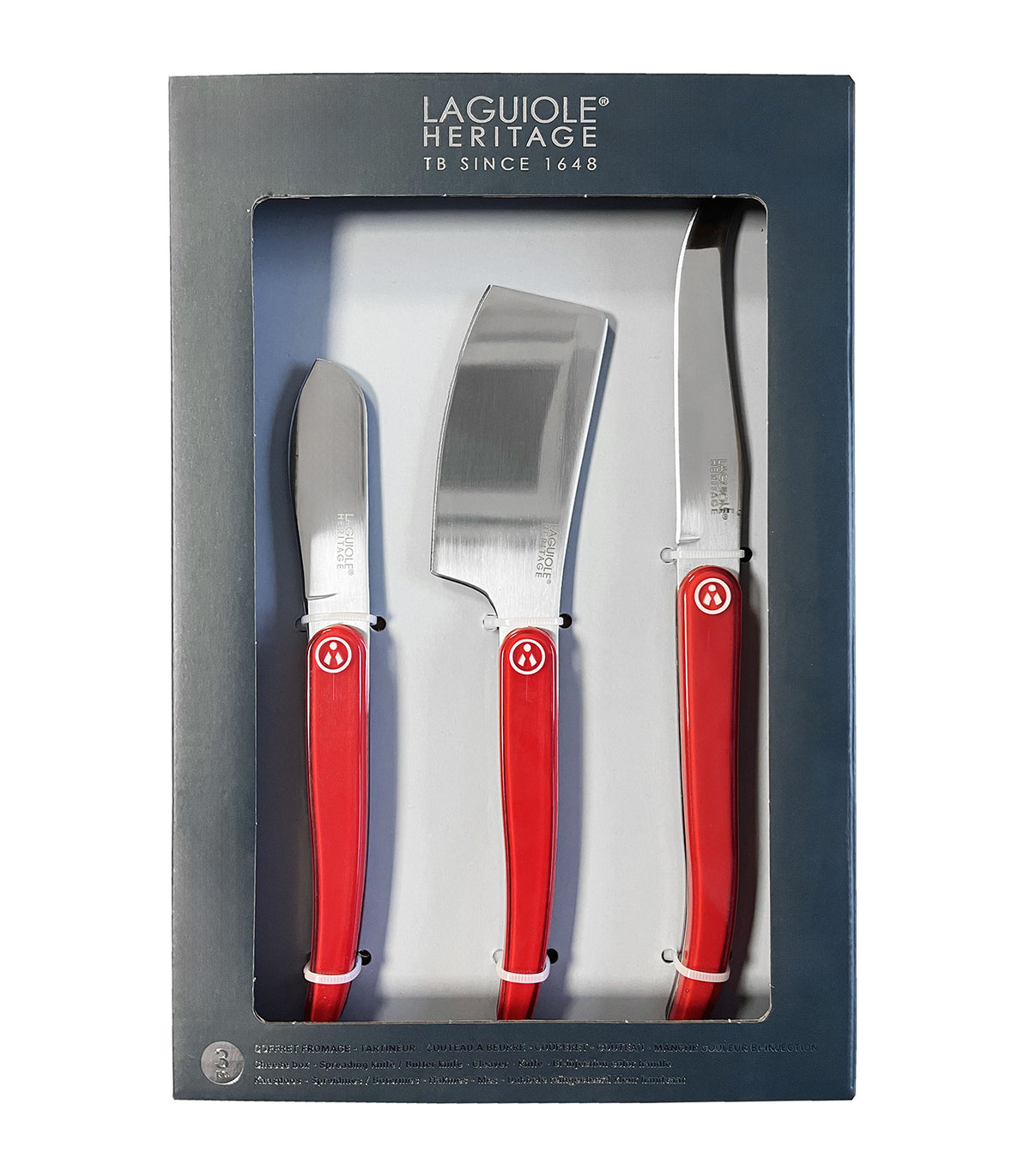 SET 3 COUTEAUX A FROMAGE ABS ROUGE