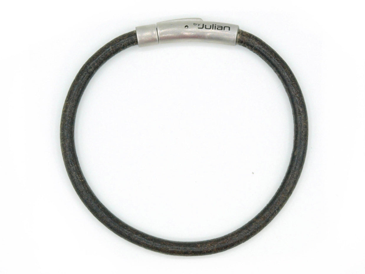 Lombok brun - 4 mm (argent ou or): Argent mat / Tour de poignet 19 cm (L)