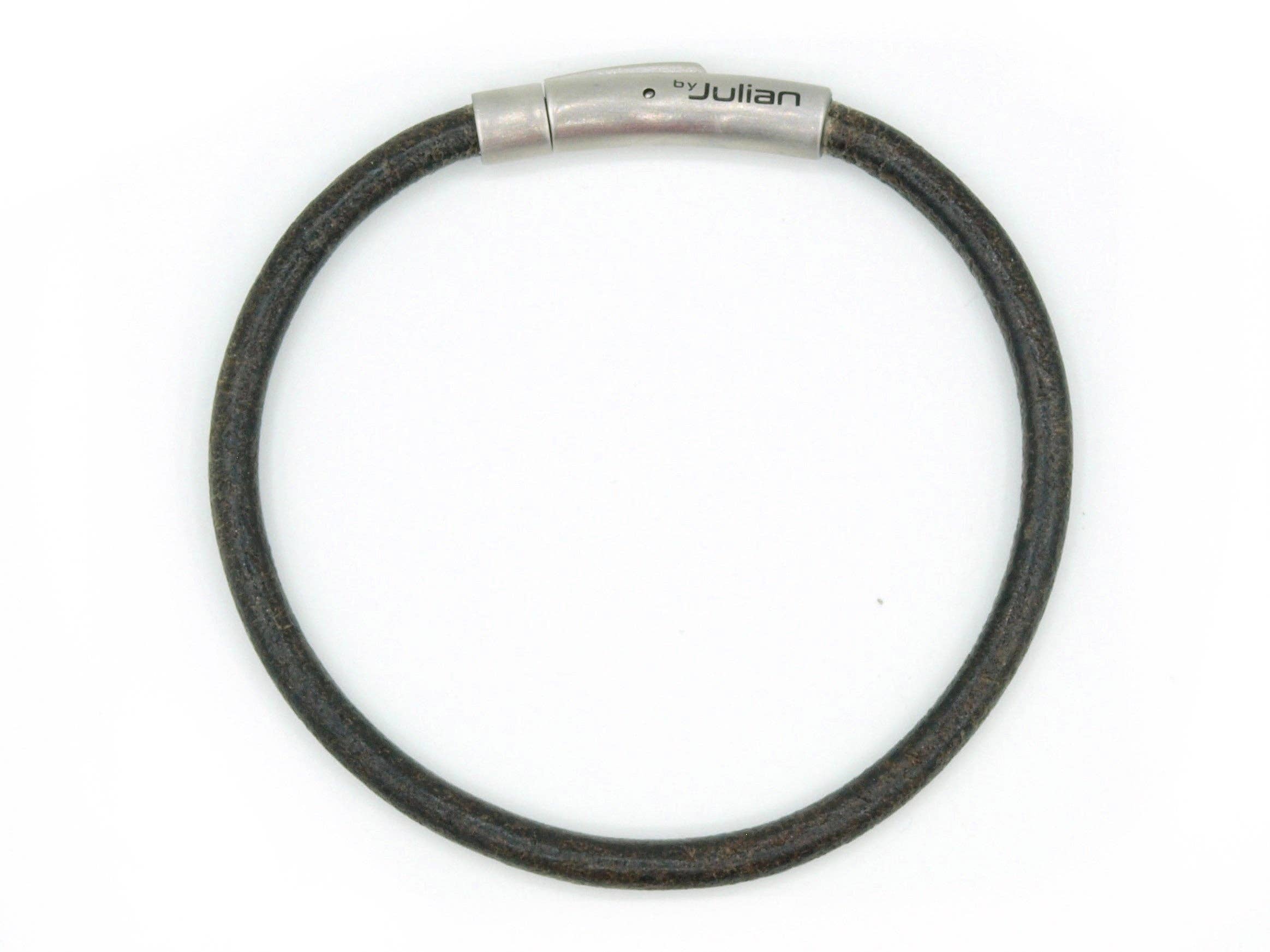 Lombok brun - 4 mm (argent ou or): Argent mat / Tour de poignet 19 cm (L)
