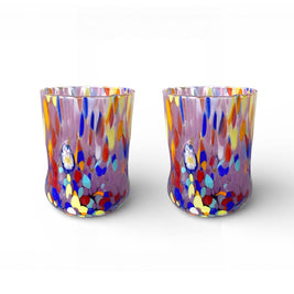 Verres Cylindr  Classique en Verre Soufflé et Travaillé à la Main avec Murrines de Murano, ligne 
