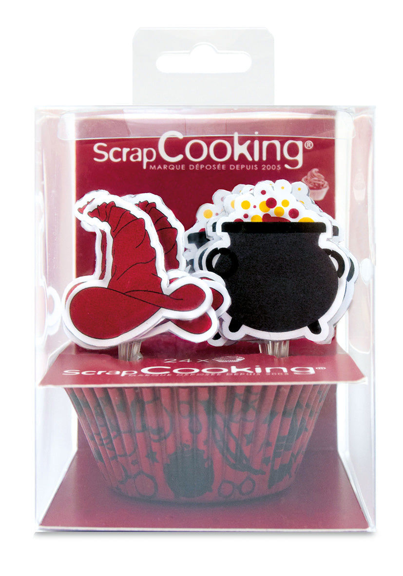 24 CAISS.+ 24 CAKE TOPPERS SORCIER